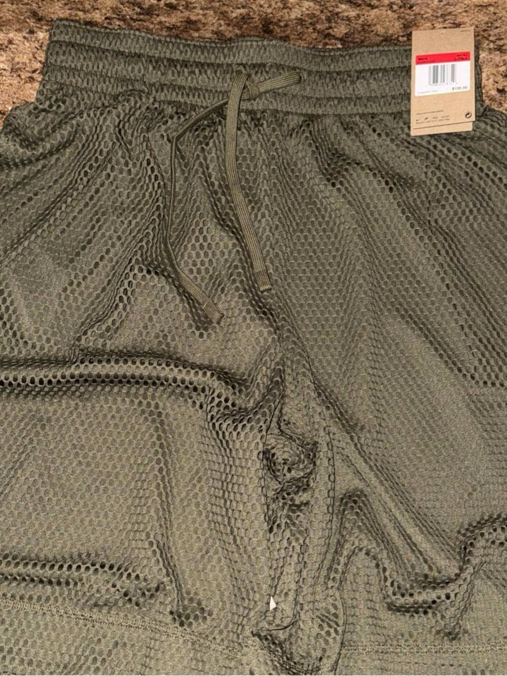Nike Olive Green Men's L-Tall Basketball Shorts Tag